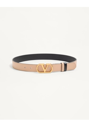 Valentino Garavani VLogo Signature Reversible Shiny Calfskin Belt - 30Mm / 1.2 In. Woman BLACK/PINK 065
