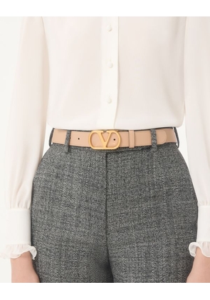 Valentino Garavani VLogo Signature Reversible Shiny Calfskin Belt - 30Mm / 1.2 In. Woman BLACK/PINK 065