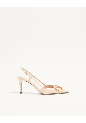 Valentino Garavani Vlogo Signature Slingback Pumps In 80MM Printed Calfskin Woman BUTTER 35