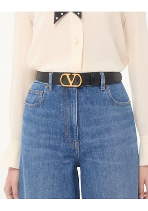 Valentino Garavani Vlogo Signature Belt In Shiny Calfskin 30 Mm Woman BLACK 065