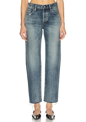 Moussy Vintage Ravencrest Straight Jeans in Blue - Blue. Size 23 (also in 24, 25, 26, 27, 28, 29, 30, 31, 32).