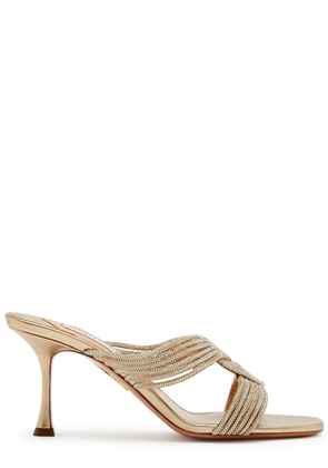 Aquazzura Gatsby 75 Embellished Leather Mules - Gold - 38 (IT38 / UK5)