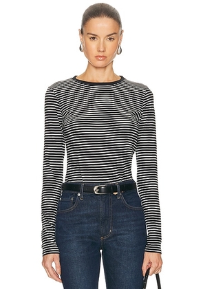 NILI LOTAN Simone Tee in Black & Ivory Stripe - Black,White. Size L (also in M, S, XS).