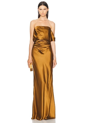 The Sei Strapless Arm Drape Gown in Umber - Brown. Size 2 (also in 4).