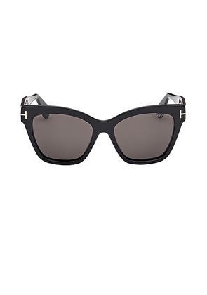 TOM FORD Elvira Sunglasses in Shiny Black & Smoke - Black. Size all.