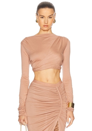 RICK OWENS LILIES Jade Long Sleeve Crop Top in Nude - Pink. Size 44 (also in ).