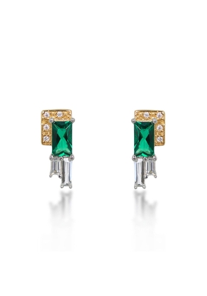 Laura Vann Audrey Rhodium and Gold-plated Earrings - Green - One Size