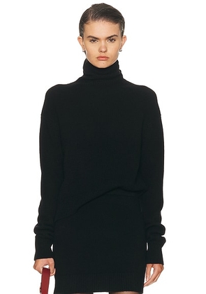 SPRWMN Cashmere Long Sleeve Turtleneck Sweater in Black - Black. Size L (also in M, S, XS).