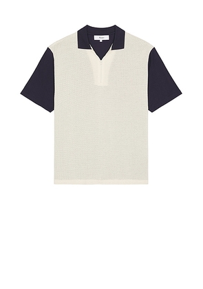 Palmes Textured Zip Polo in Dark Blue - Navy. Size XL/1X (also in ).