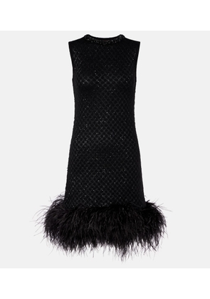 Max Mara Novara feather-trimmed minidress