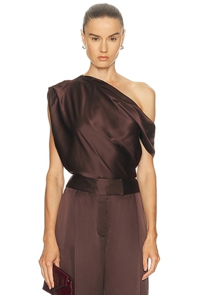 The Sei Asymmetrical Drape Top in Cocoa - Brown. Size 2 (also in ).