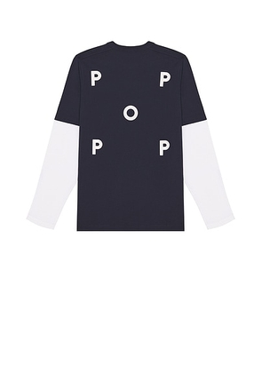 Pop Trading Company Logo Long Sleeve Tee in Navy - Navy. Size XL/1X (also in ).