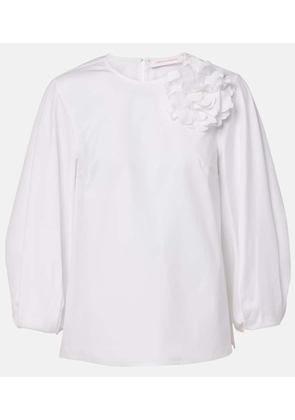 Carolina Herrera Floral-applique cotton-blend blouse