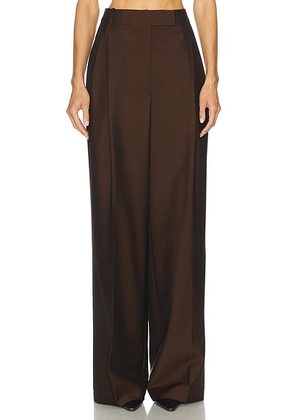 Rohe Dual Tone Pique Pleated Trouser in Mahogany - Brown. Size 42 (also in 38).