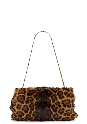 Saint Laurent Large Clutch in Manto Naturale - Brown. Size all.
