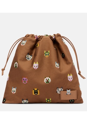 Loewe x Louis Wain leather-trimmed cotton pouch