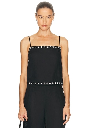 Staud Kirra Linen Tank Top in Black - Black. Size L (also in M, S, XS).
