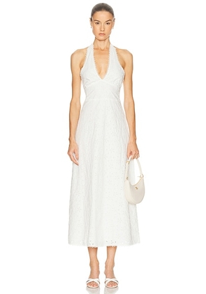 Posse Salma Halter Dress in Vintage White - White. Size L (also in M, S, XS).