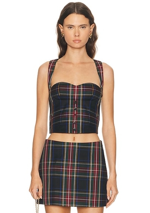 Retrofete Donella Waistcoat Top in Black Tartan - Black. Size L (also in M, S, XL, XS).