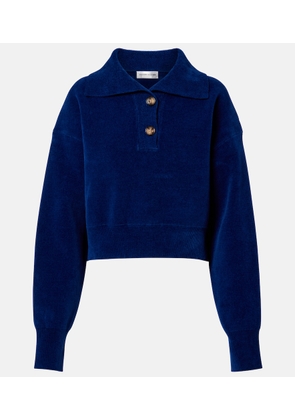 Victoria Beckham Cropped cotton-blend velvet sweatshirt