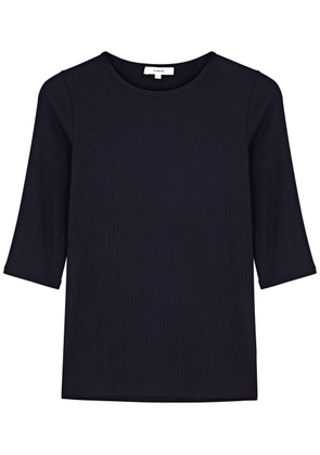 Vince Ribbed Stretch-jersey top - Navy - XL