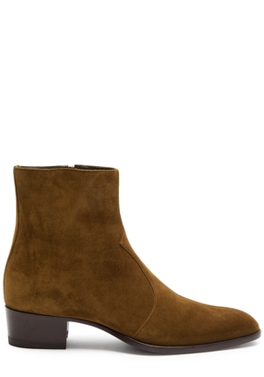 Saint Laurent Wyatt 40 Suede Ankle Boots - Brown - 44 (IT44 / UK10)