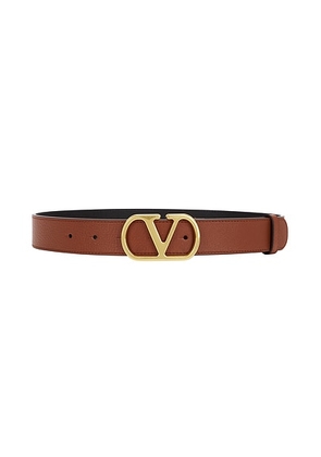 Valentino Garavani V Logo Signature 30 Belt in Deep Caramel - Brown. Size 75 (also in 80, 90).