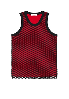 Wales Bonner Record Tank Top in Black & Red - Red. Size S (also in ).