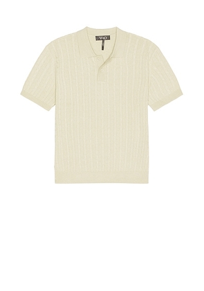 WAO Cable Knit Short Sleeve Polo in Beige - Cream. Size M (also in ).