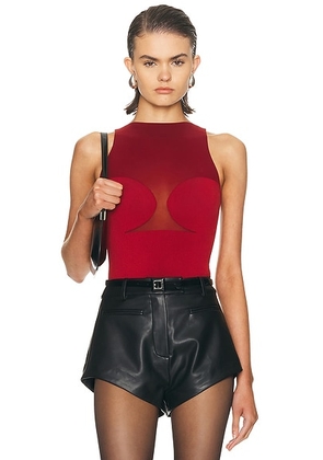 Wolford Bustier String Bodysuit in Crimson - Black. Size S (also in XS).