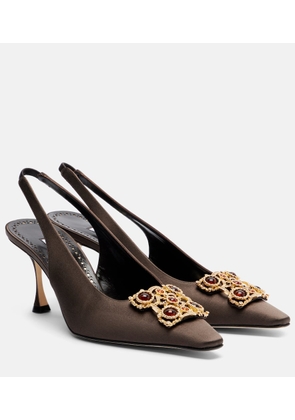 Manolo Blahnik Cupida 70 embellished satin slingback pumps