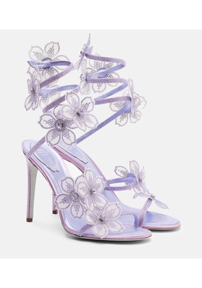 Rene Caovilla Floriane floral-applique satin sandals