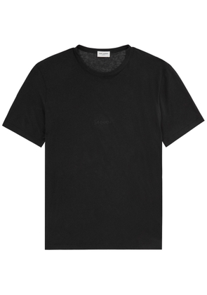 Saint Laurent Logo-embroidered Cotton T-shirt - Black - L