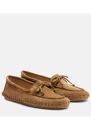 Le Monde Beryl Driver embroidered suede loafers
