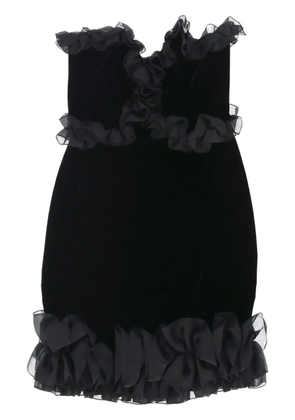 Saint Laurent Pre-Owned 1980s ruffled mini dress - Black