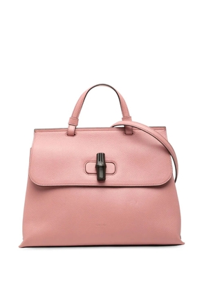Gucci Pre-Owned 2016-2025 Medium Leather Bamboo Daily satchel - Pink