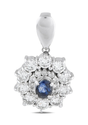 LB Exclusive platinum diamond and sapphire floral pendant - Silver