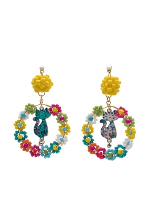 Amir Slama Bijoux flower cat-motif drop earrings - Multicolour