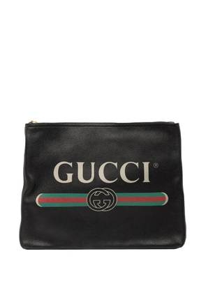 Gucci Pre-Owned 2016-2025 Medium Leather Logo Portfolio clutch bag - Black