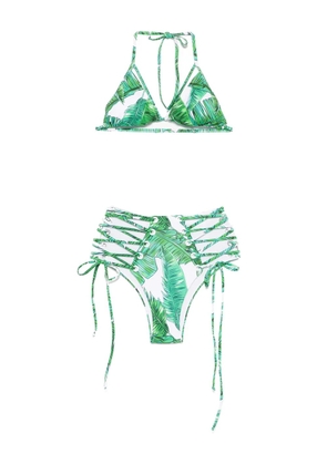 Noire Swimwear leaf-print bikini - Green