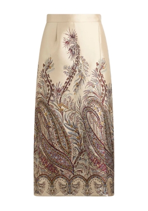 ETRO paisley jacquard midi skirt - Neutrals