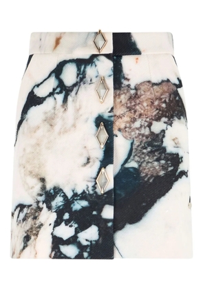 Roberto Cavalli marble-print button mini skirt - Black