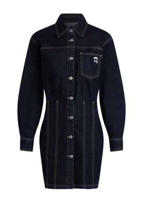 Karl Lagerfeld logo-patch denim shirt dress - Blue