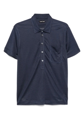TOM FORD slub-texture polo shirt - Blue