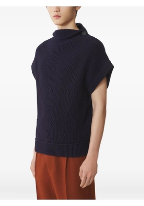 Lanvin high-neck diamond-pattern sweater - Blue