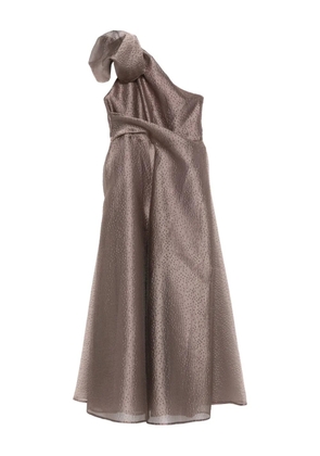 Talbot Runhof one-shoulder textured dress - Brown