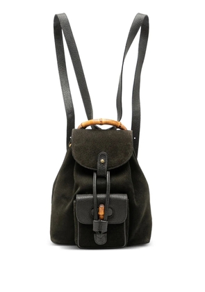 Gucci Pre-Owned 20th Century Suede Bamboo Drawstring backpack - Black