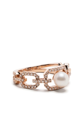 SHAY 18K rose gold diamond and pearl ring