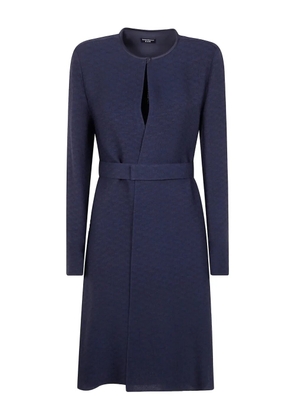 Emporio Armani belted keyhole-neck dress - Blue