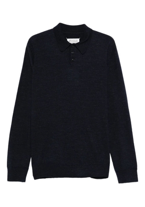 Maison Margiela elbow-patch wool polo shirt - Blue